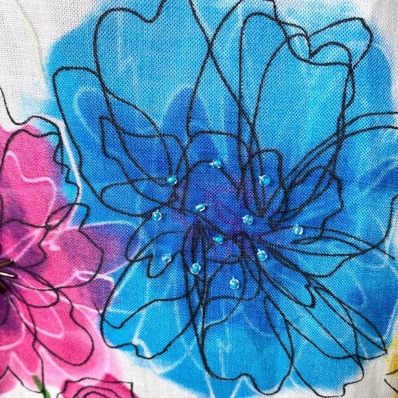 Carole Little floral abstract watercolor linen skirt size 6 modest art to wear - Picture 7 of 13